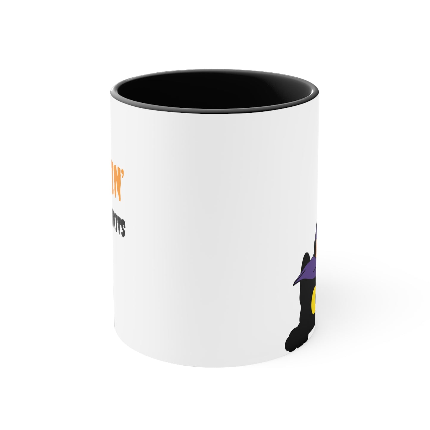 SIPPIN' with SPIRITS - Scaredy Cat Halloween theme Coffee Mug, 11oz with comfortable C-handle in eye-catching 2-tone color scheme