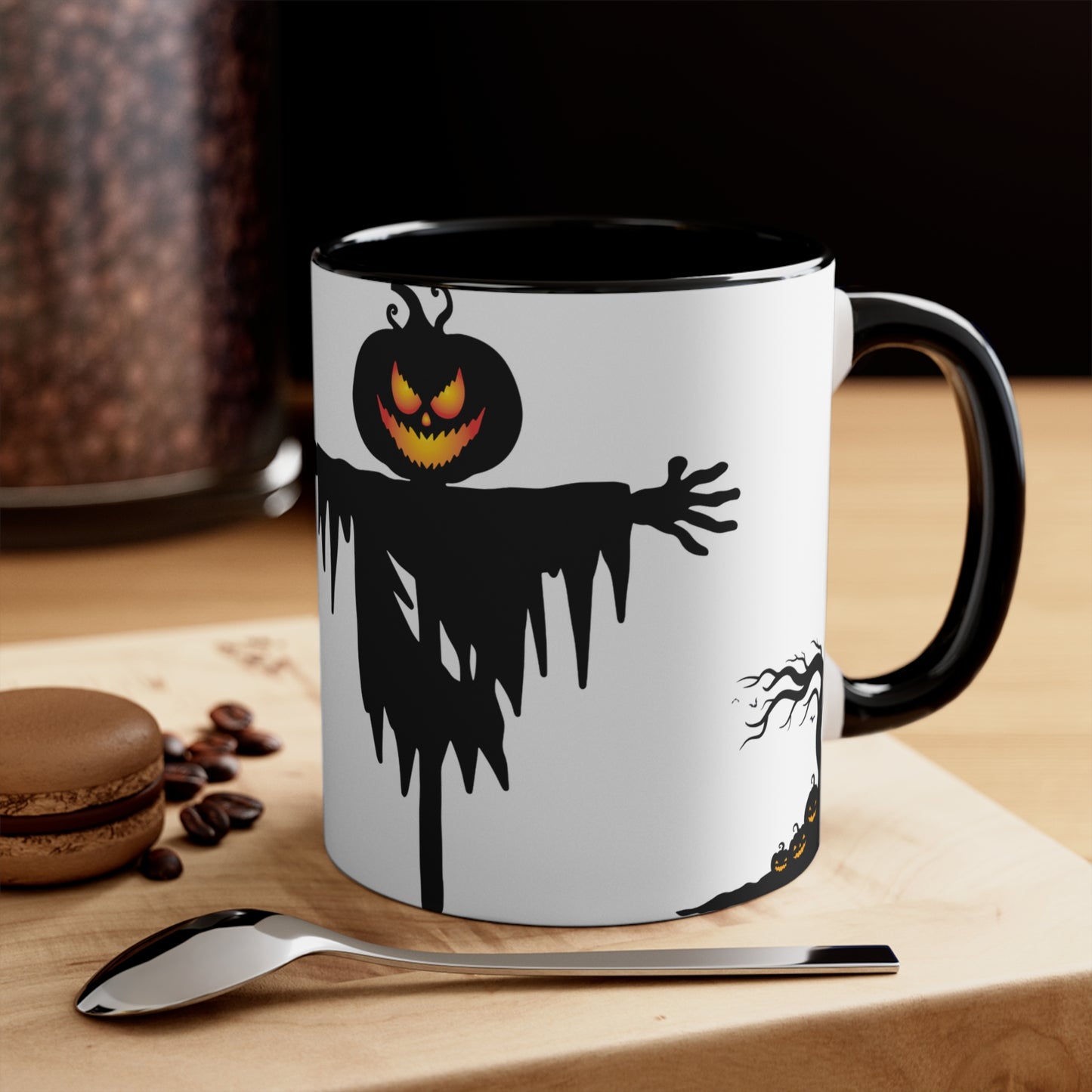 BOO BREW - Start Your Scary Day Right Jack-O-Lantern Halloween theme Coffee Mug, 11oz with comfortable C-handle in eye-catching 2-tone color scheme