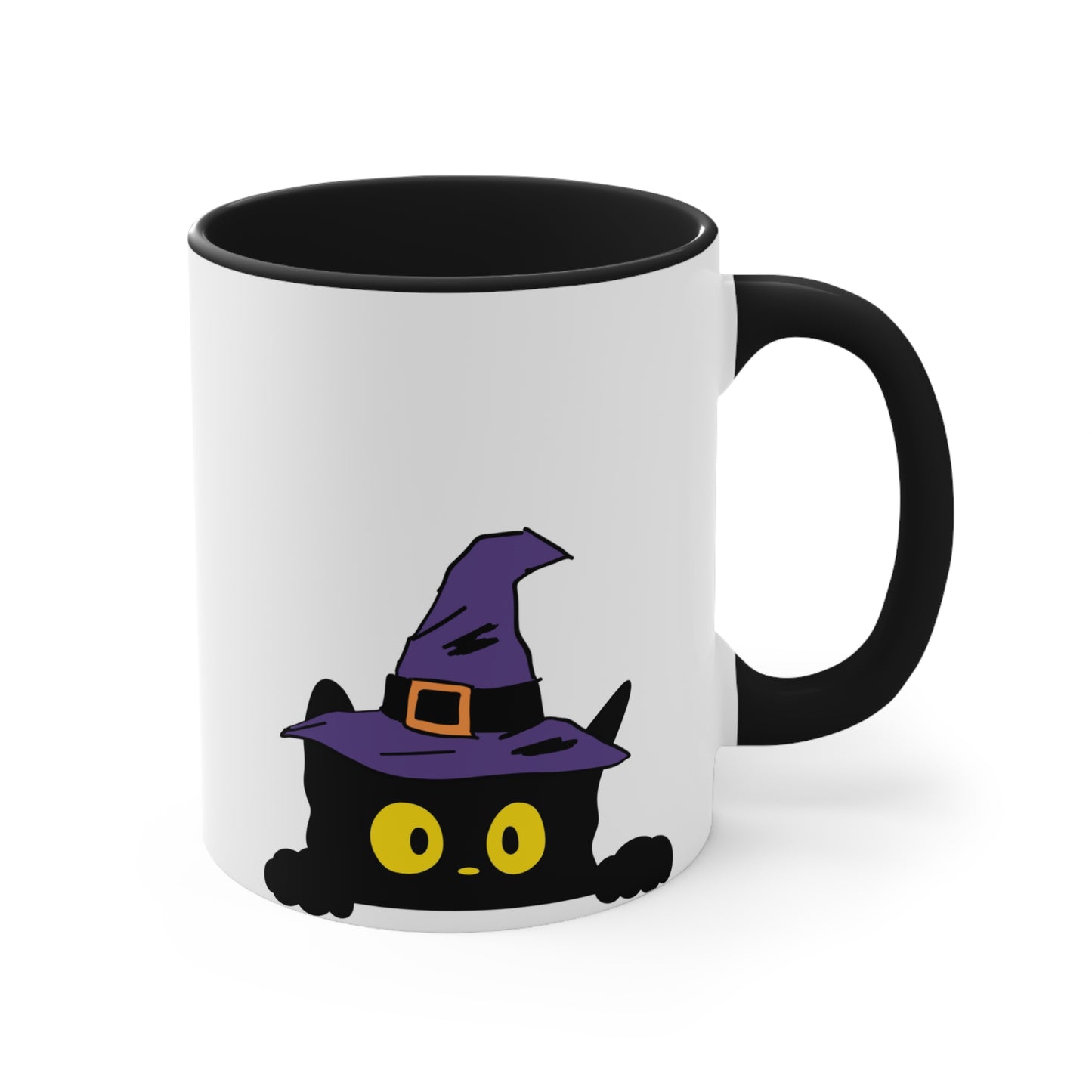 SIPPIN' with SPIRITS - Scaredy Cat Halloween theme Coffee Mug, 11oz with comfortable C-handle in eye-catching 2-tone color scheme