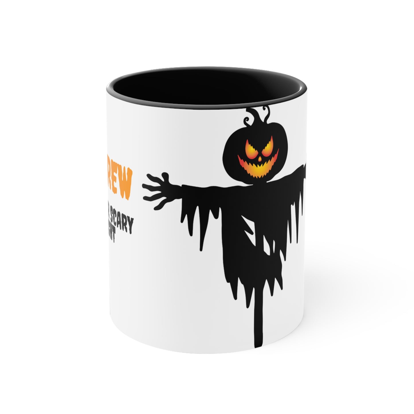 BOO BREW - Start Your Scary Day Right Jack-O-Lantern Halloween theme Coffee Mug, 11oz with comfortable C-handle in eye-catching 2-tone color scheme