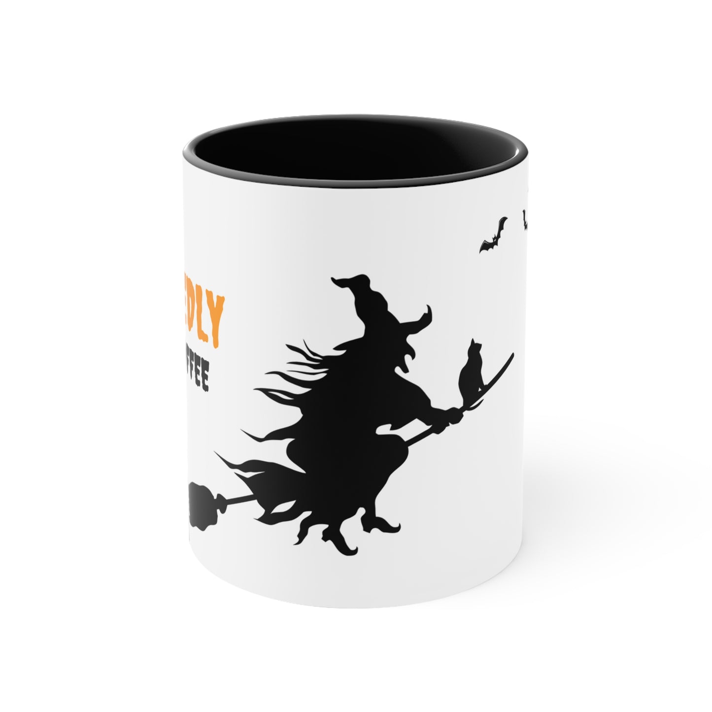 Wickedly Good Coffee Witch on Broom Halloween theme Coffee Mug, 11oz with comfortable C-handle in eye-catching 2-tone color scheme