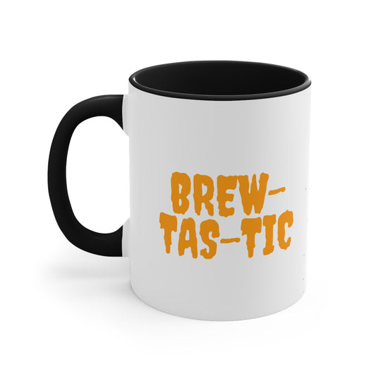 BREW-TAS-TIC Halloween theme Coffee Mug, 11oz with comfortable C-handle in eye-catching 2-tone color scheme